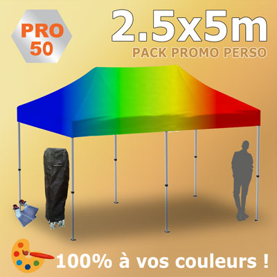 Tente Pliante 2.5x5m PRO50 Pack Promo Perso