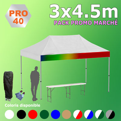 Tente Pliante 3x4.5 PRO40 Pack Promo MARCHÉ