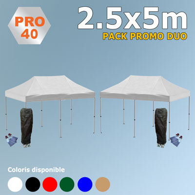 Tente pliante Pack Duo 2.5x5m Pro40