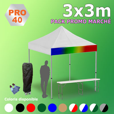 Tente Pliante 3x3 PRO40 Pack Promo MARCHÉ