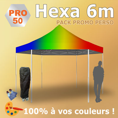 Tente Pliante Hexa 6m PRO50 Pack Promo Perso
