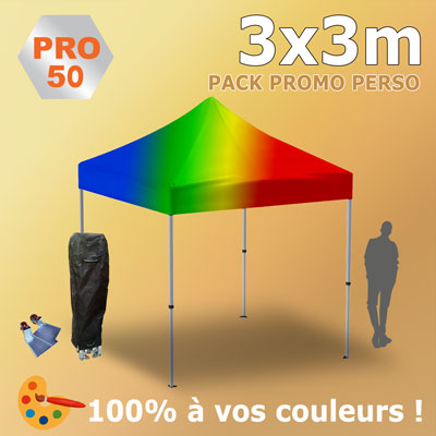 Tente Pliante 3x3m PRO50 Pack Promo Perso