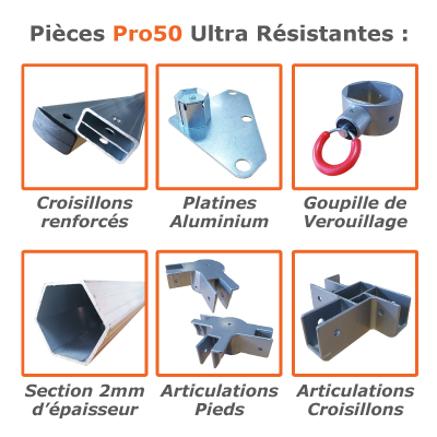 Tente pliante hexa 6m PRO50 Pack promo +